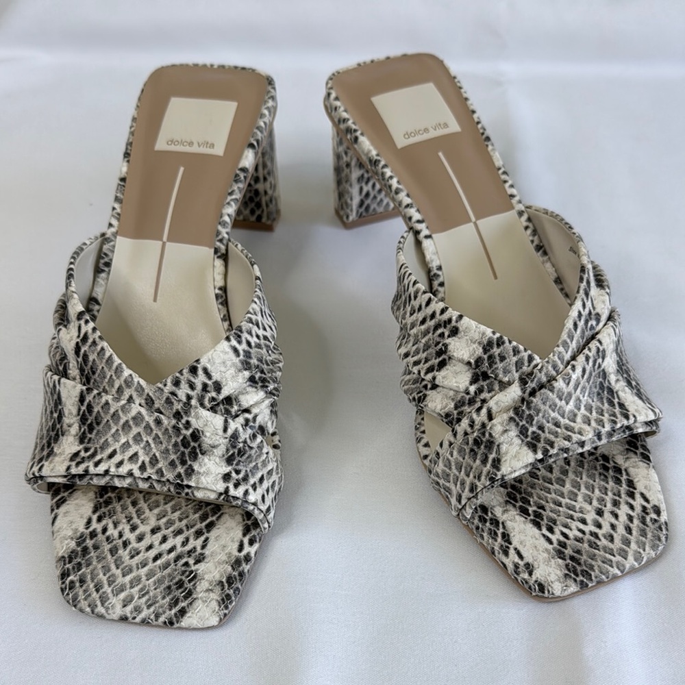 Dolce Vita Grey and White Heels with Snakeskin Pattern